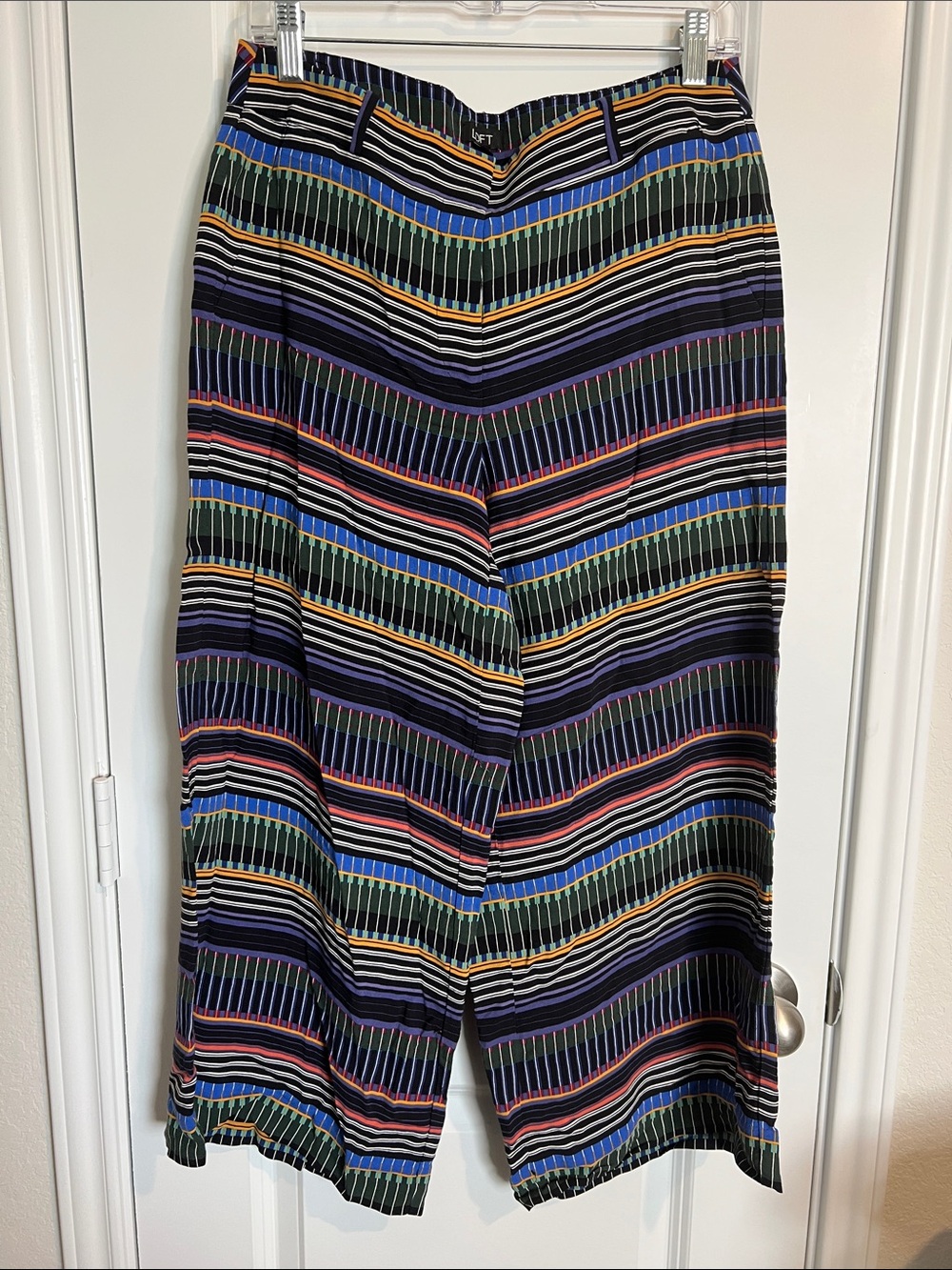 LOFT Multicolor Striped Wide-Leg Pants
